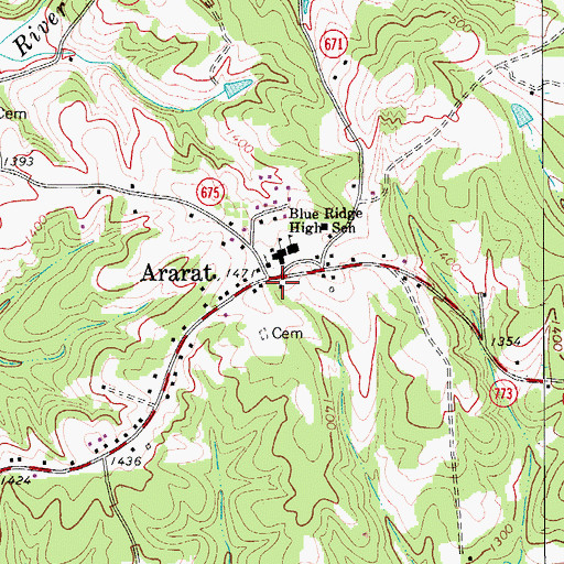 Topographic Map of Ararat, VA