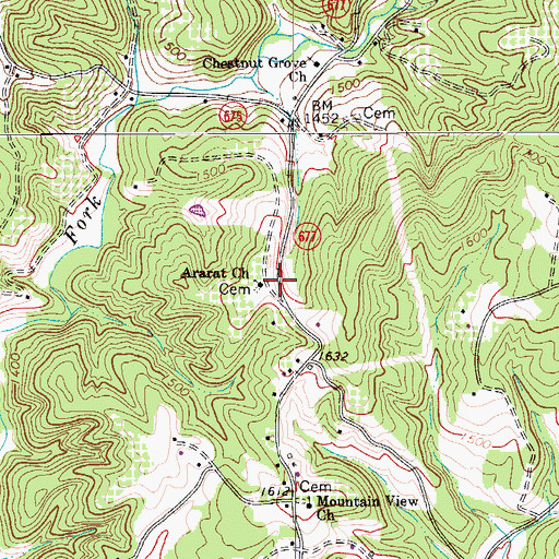 Topographic Map of Ararat Church, VA
