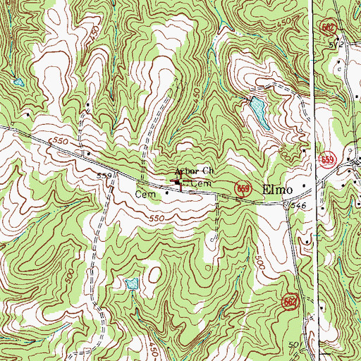 Topographic Map of Arbor Church, VA