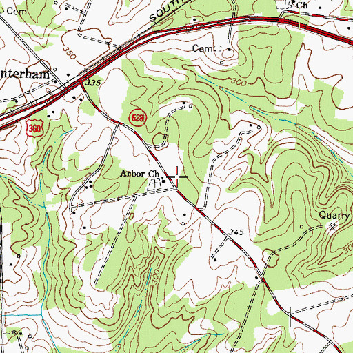 Topographic Map of Arbor Church, VA