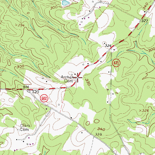 Topographic Map of Archer Cemetery, VA