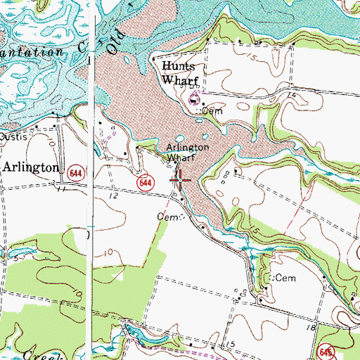 Topographic Map of Arlington Wharf, VA