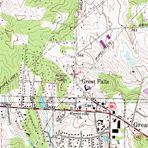 Topographic Map of Arnon Chapel Cemetery, VA