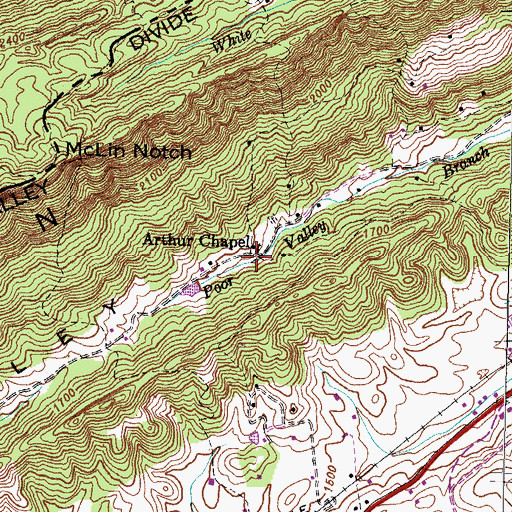 Topographic Map of Arthur Chapel, VA