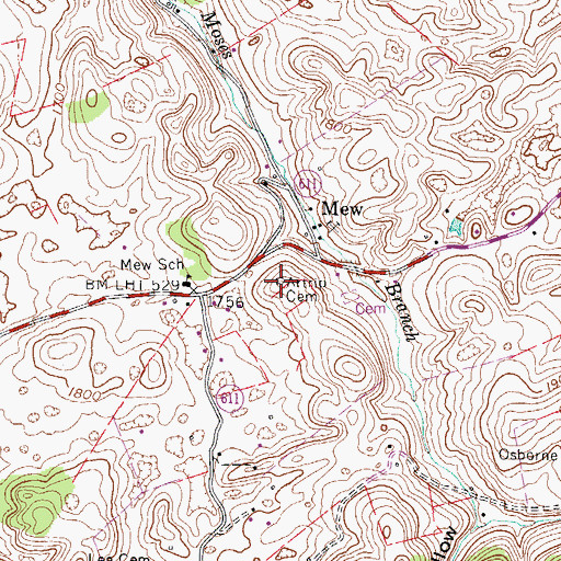 Topographic Map of Artrip Cemetery, VA