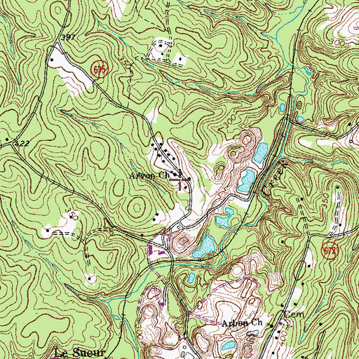 Topographic Map of Arvon Church, VA