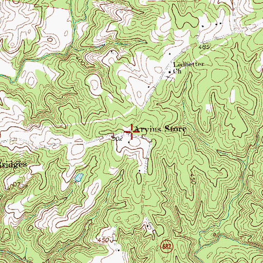 Topographic Map of Aryins Store, VA