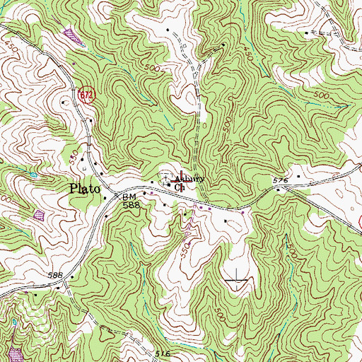 Topographic Map of Asbury Church, VA