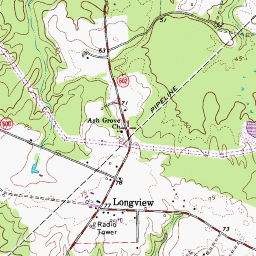 Topographic Map of Ash Grove Church, VA