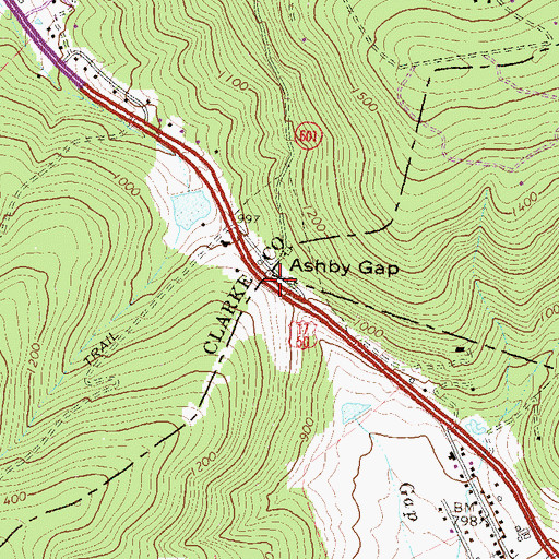 Topographic Map of Ashby Gap, VA