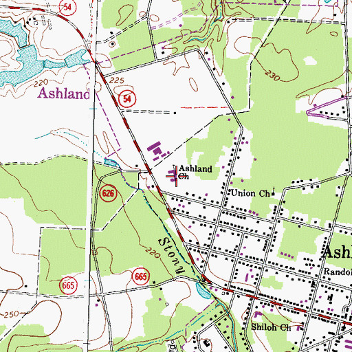 Topographic Map of Ashland Church, VA