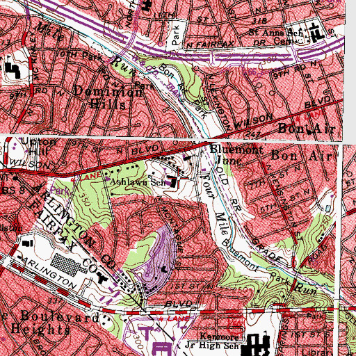 Topographic Map of Ashlawn Elementary School, VA