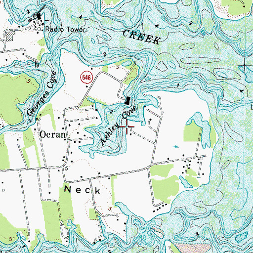 Topographic Map of Ashley Cove, VA
