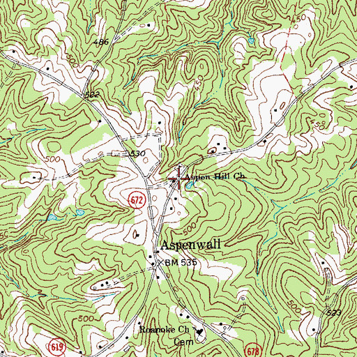 Topographic Map of Aspen Hill Church, VA