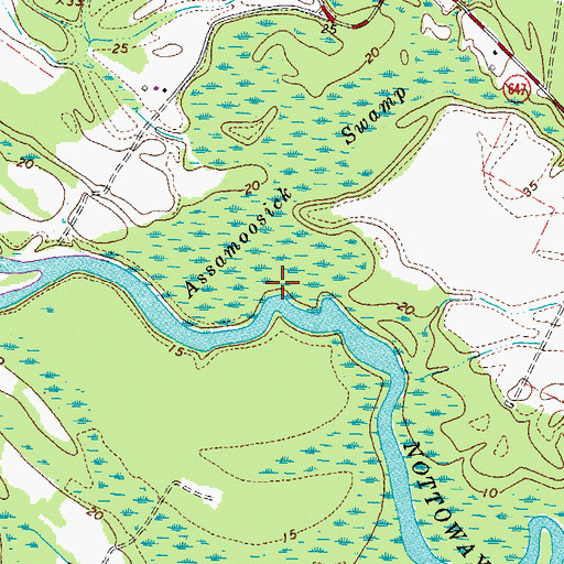 Topographic Map of Assamoosick Swamp, VA