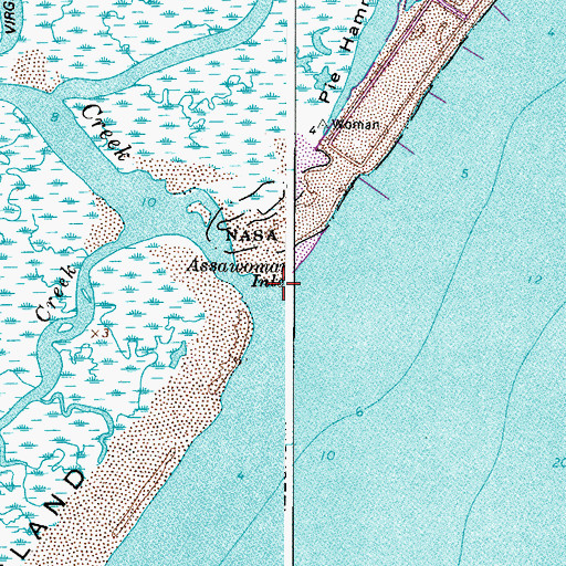 Topographic Map of Assawoman Creek, VA