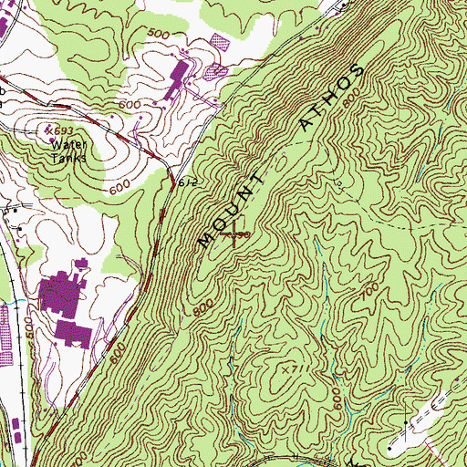 Topographic Map of Mount Athos, VA