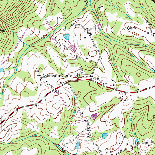 Topographic Map of Atkinson Cemetery, VA