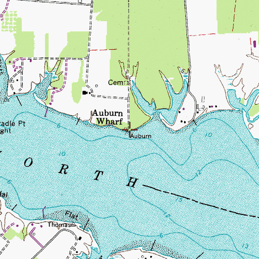 Topographic Map of Auburn Wharf, VA
