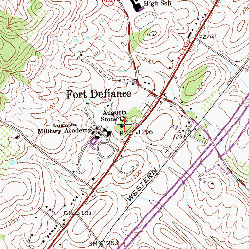 Topographic Map of Augusta Stone Church, VA