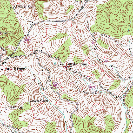 Topographic Map of Austin Cemetery, VA