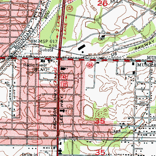 Topographic Map of Washington Park, AL