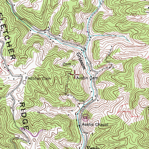 Topographic Map of Austin Cemetery, VA