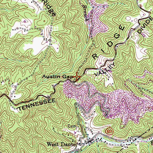 Topographic Map of Austin Gap, VA