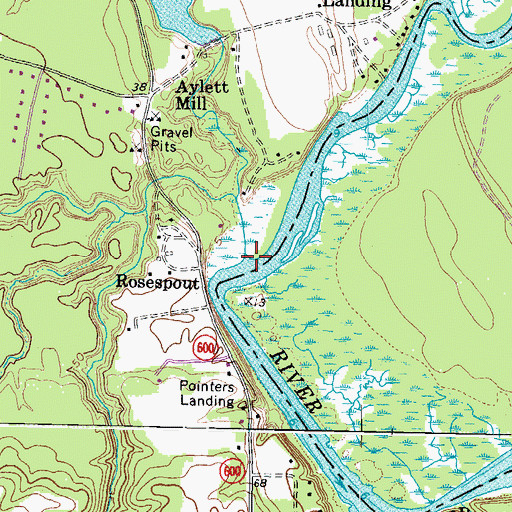 Topographic Map of Aylett Creek, VA