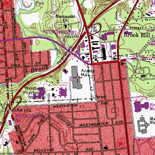 Topographic Map of Azalea Plaza Shopping Center, VA