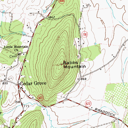 Topographic Map of Babbs Mountain, VA