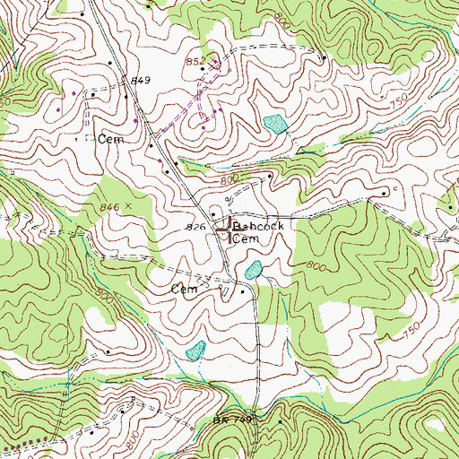 Topographic Map of Babcock Cemetery, VA