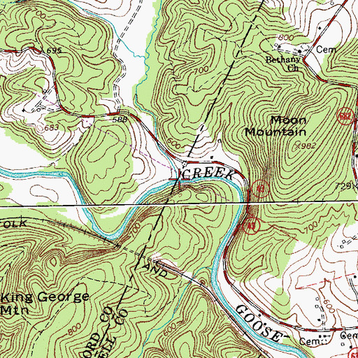 Topographic Map of Back Creek, VA
