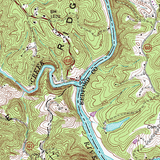 Topographic Map of Back Creek, VA