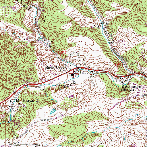 Topographic Map of Back Creek Elementary School, VA