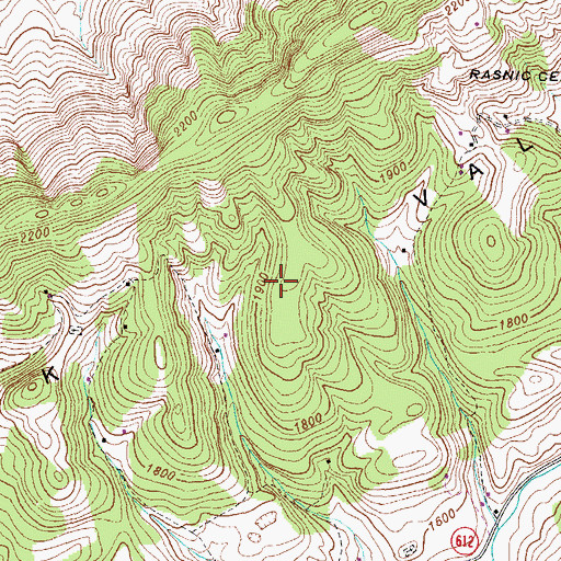 Topographic Map of Back Valley, VA