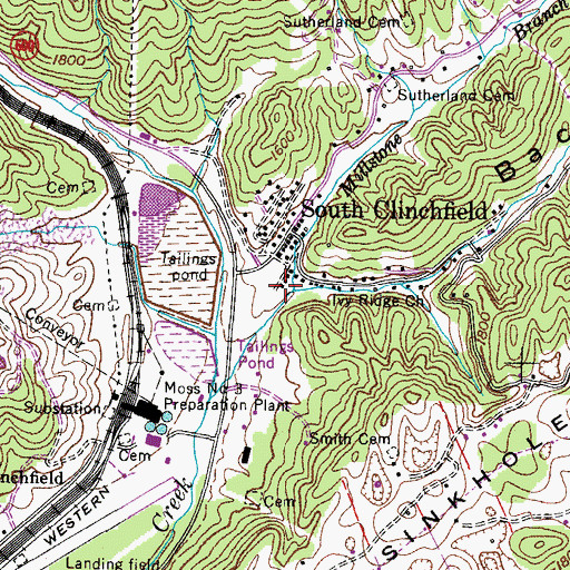 Topographic Map of Back Valley, VA