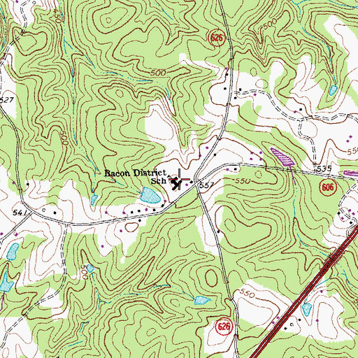 Topographic Map of Bacon District Elementary School, VA
