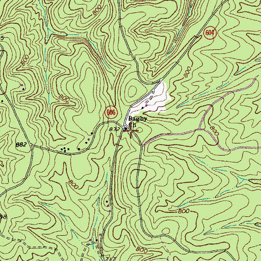 Topographic Map of Bagby Church, VA