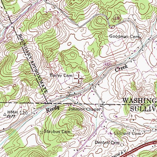 Topographic Map of Bailey Cemetery, VA