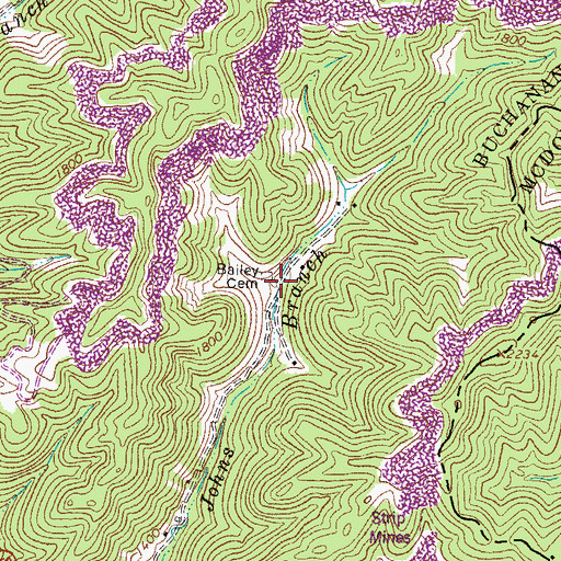 Topographic Map of Bailey Cemetery, VA