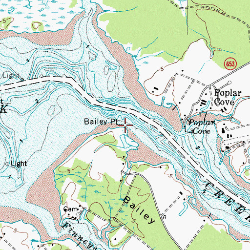 Topographic Map of Bailey Point, VA
