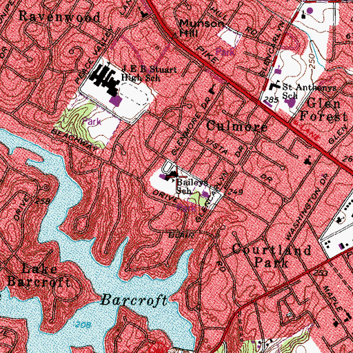 Topographic Map of Baileys Elementary School, VA