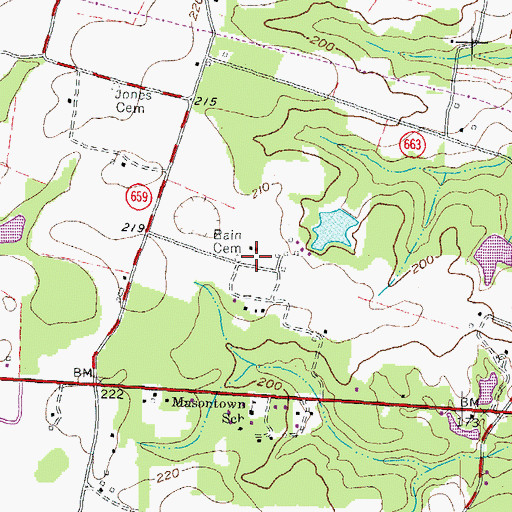Topographic Map of Bain Cemetery, VA
