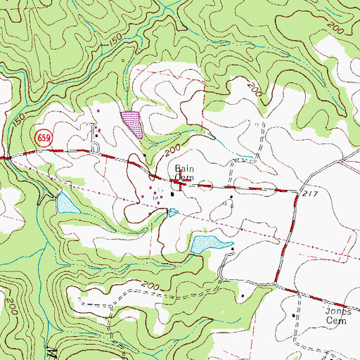 Topographic Map of Bain Cemetery, VA