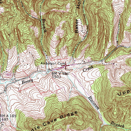 Topographic Map of Baker Hollow, VA