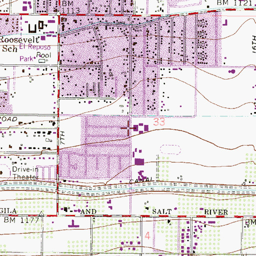 Topographic Map of John F Kennedy School, AZ