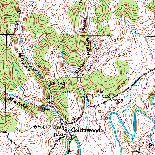 Topographic Map of Baker Hollow, VA