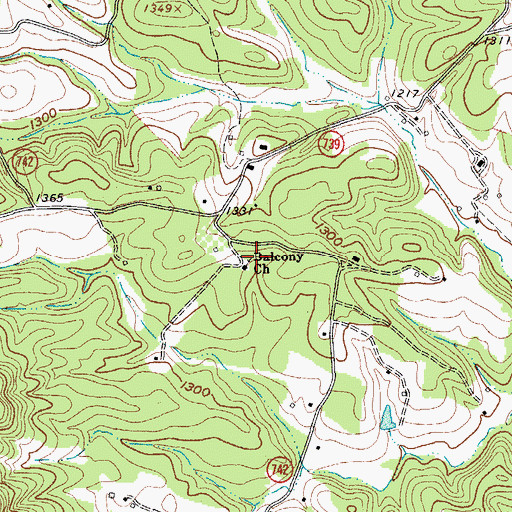 Topographic Map of Balcony Church, VA