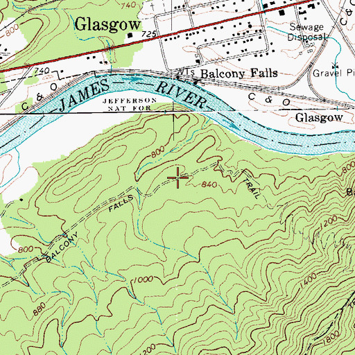 Topographic Map of Balcony Falls Trail, VA